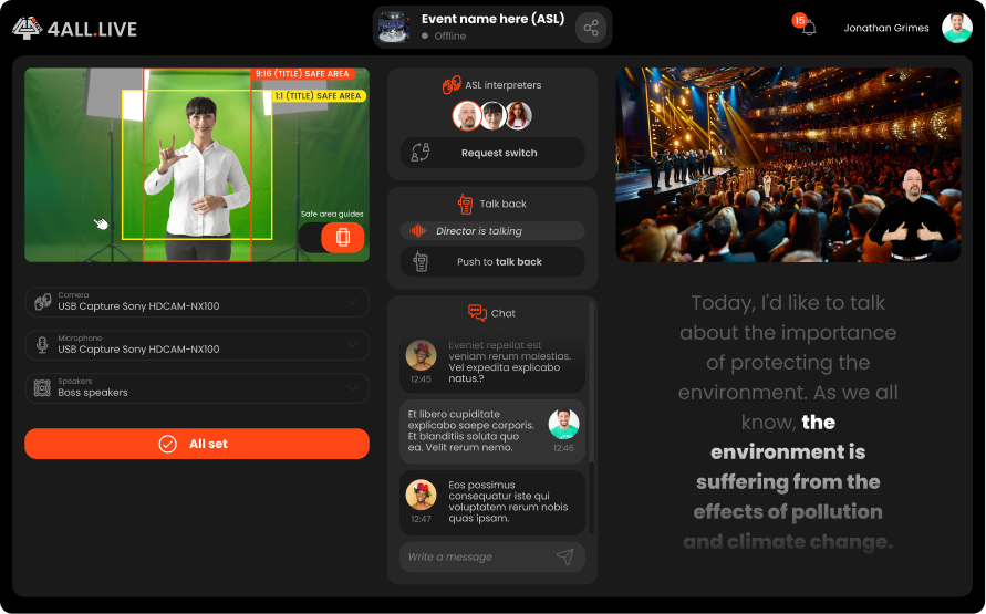 4ALL 3.0 desktop app — ASL transcription settings