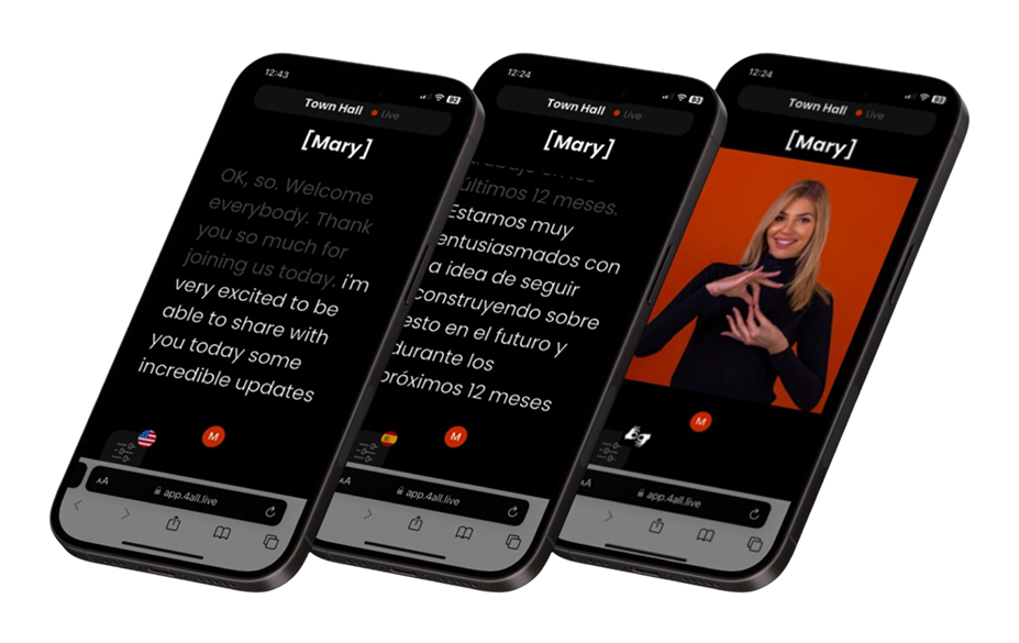 4ALL Live running on three phones